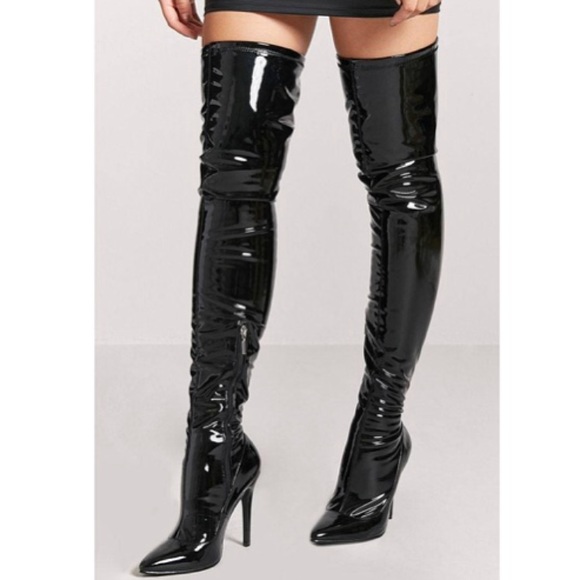 patent leather thigh boots